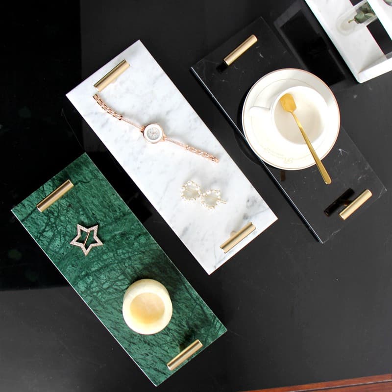 Jewelry Craft Photography Prop Tray Background Marble Single Hole Handle Tray Decorative Display Plate