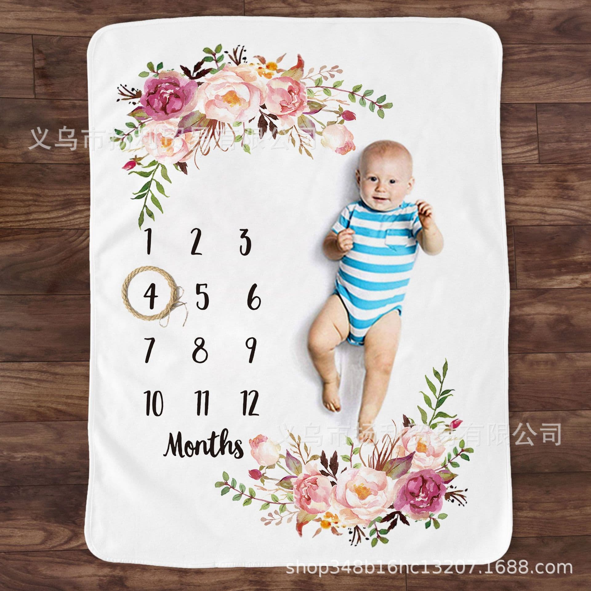 Amazon Flannel Blanket Baby Milestone Blanket Flowers Moon Children's Background Photo Cloth