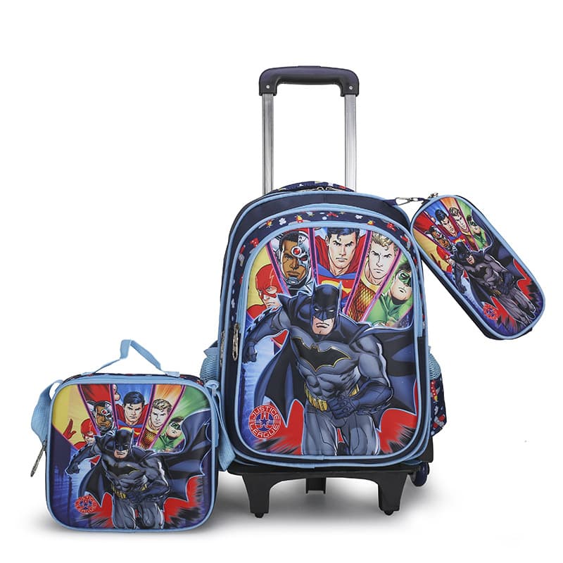 Cross-border Kids Backpack 3-Piece Set Trolley Bag 3D Detachable Six-Wheel Trolley Student Backpack Shoulder Bag