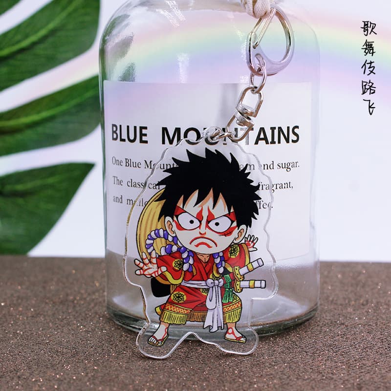 Anime Acrylic Double-Layer Pendant Luffy Chopper Zoro One Piece Keychain Cosplay Convention Wholesale Drop Shipping