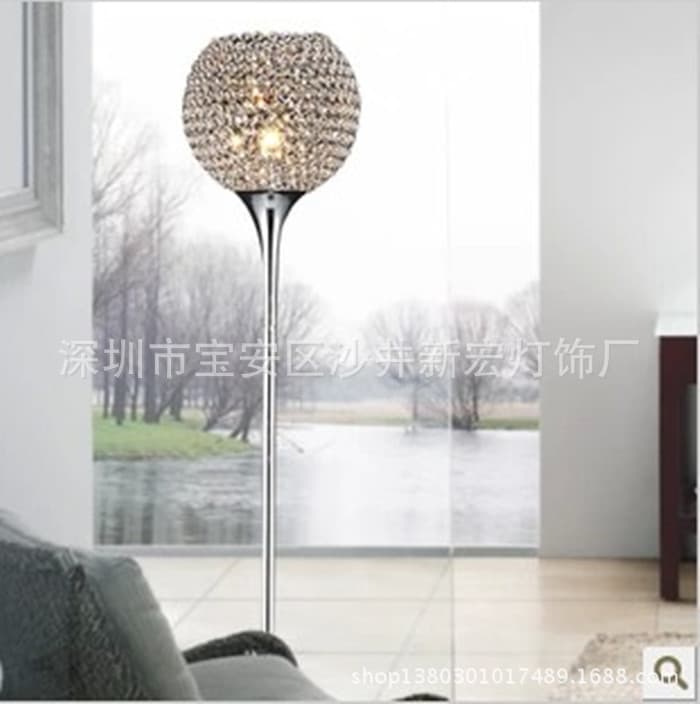 Nordic Modern K9 Crystal Floor Lamp Living Room Bedroom Bedside Study Light Luxury Standing Lamp Hotel Living Room Lamps Wholesale