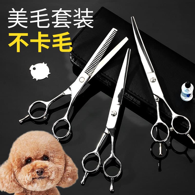 Pet Grooming Scissors Professional Hair Trimming Set Curved Teeth Cutting Teddy Dog Hair Cutting Tools Wholesale