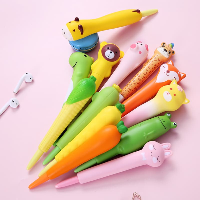 Stress relief vent pen, slow rebound gel pen, soft and cute girl heart toy pen, cartoon creative student pen