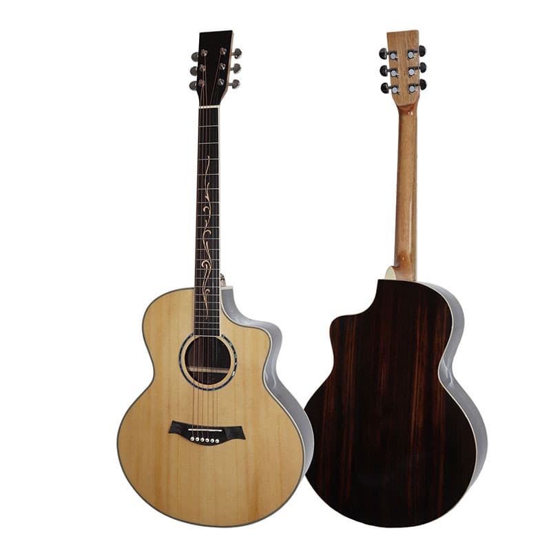 41-inch Acoustic Guitar, Solid Spruce Top, Rosewood Back and Sides, Polished Finish, Folk Guitar for Beginners