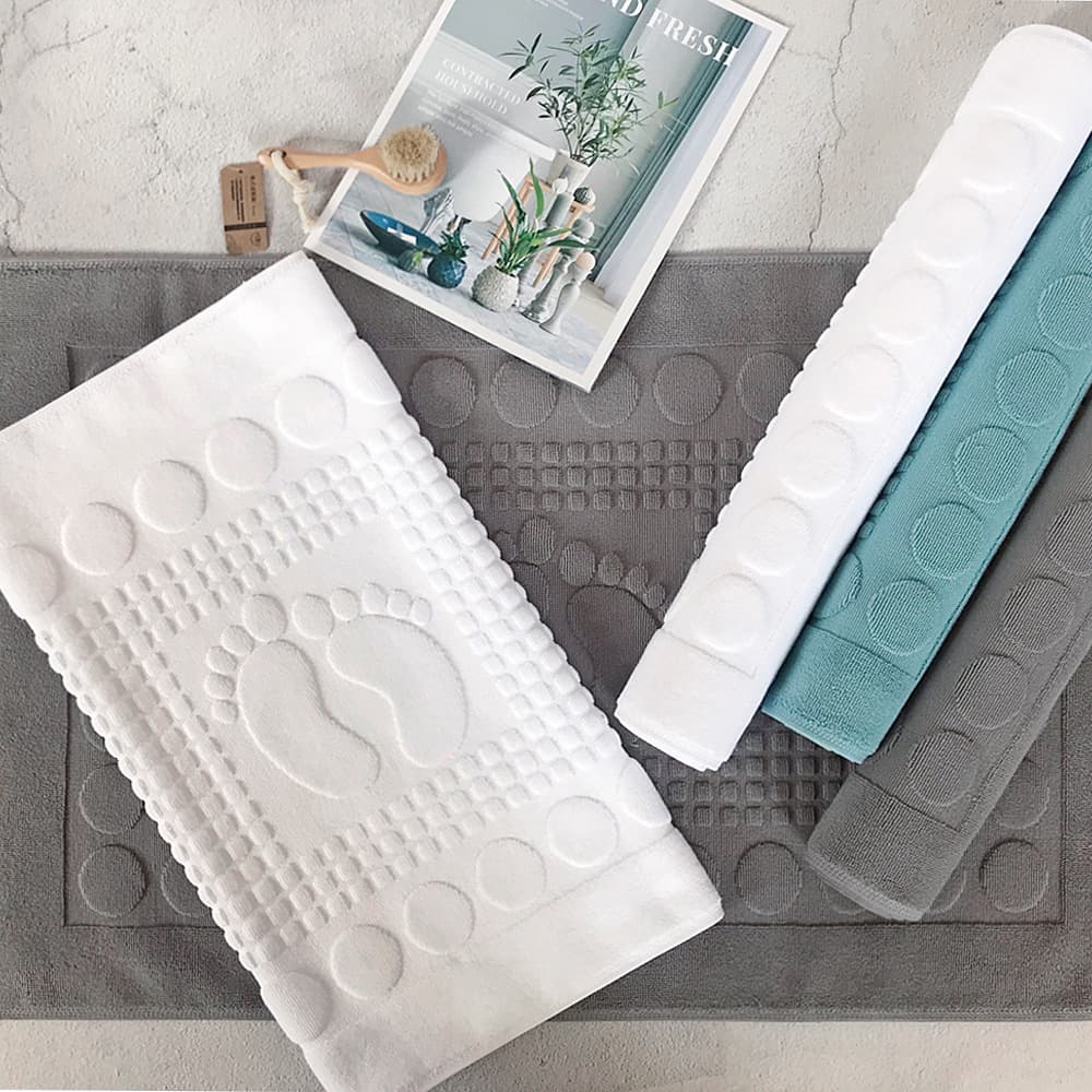Star hotel twisted yarn jacquard small footprint floor towel, absorbent bathroom mat, machine-washable foot pad