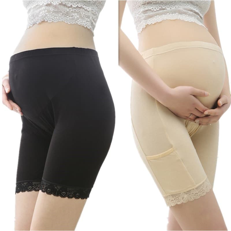Anti-Flash High-Waist Maternity Safety Shorts, Thin Modal Fabric, Maternity Support, Flat Briefs, Adjustable Maternity Pants