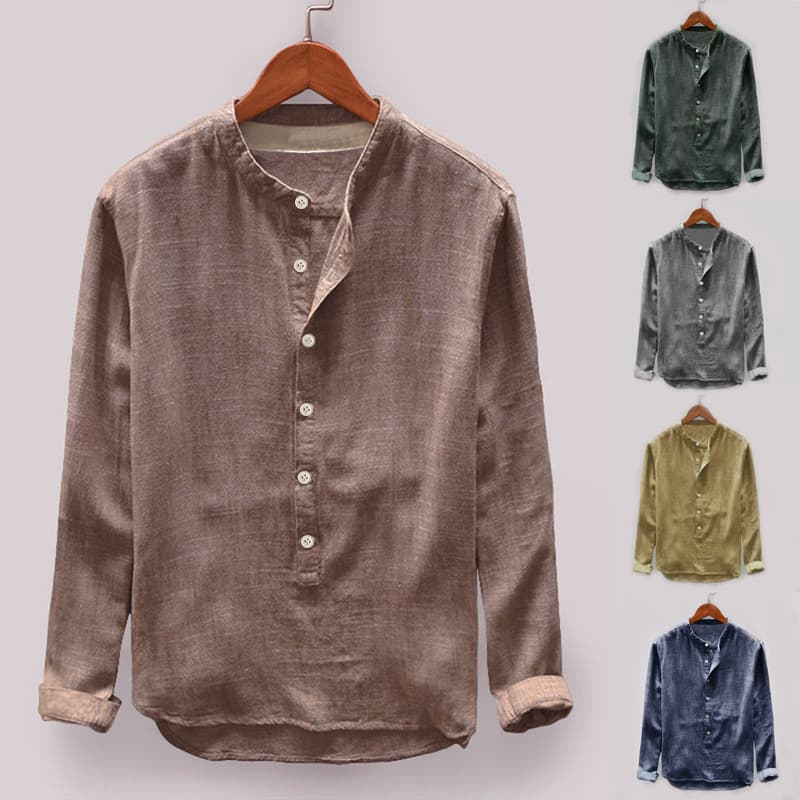 European and American Style Plus Size Men's Pullover Long Sleeve Shirt Top Kurta