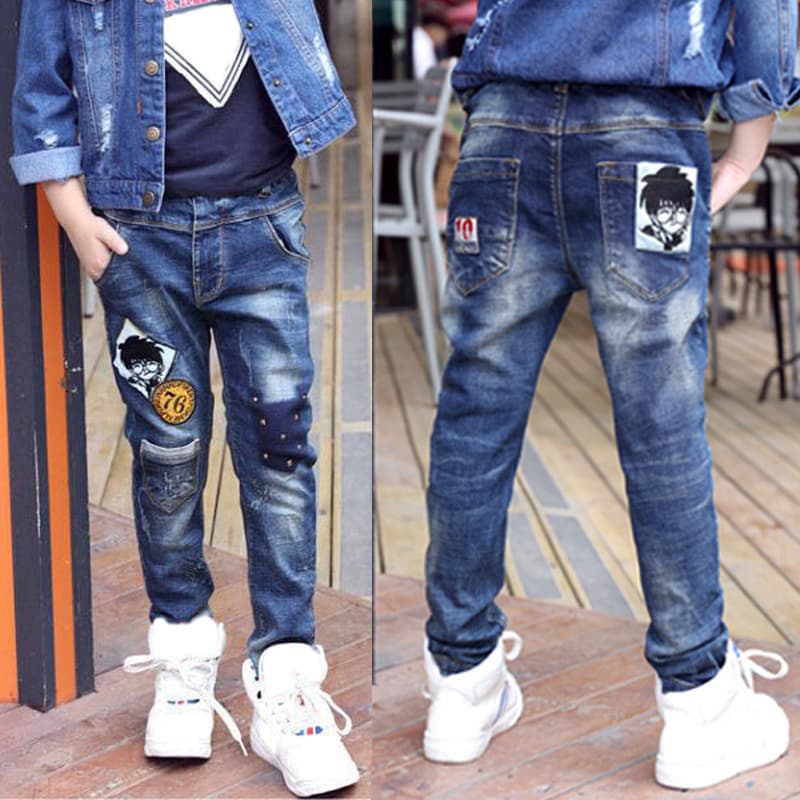 Boys' Jeans for Spring and Autumn, Kids Clothing with Real Front and Back Pockets, Mid-Large Kids Washed Long Pants, Factory Wholesale