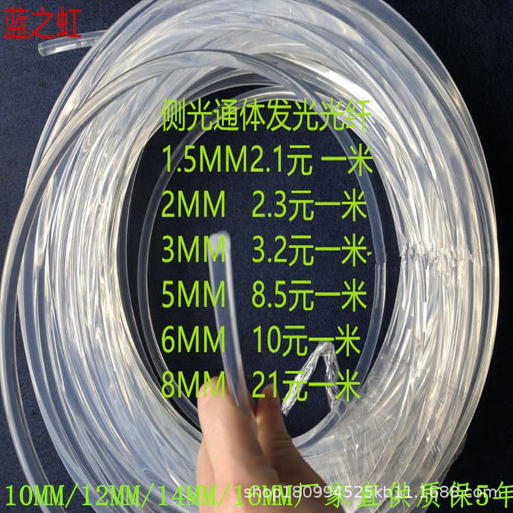 2.5mm Side Glow Solid Core Fiber Optic Cable for Car Decoration, Light Guide Fiber, Transparent Fiber Optic Engineering Fiber