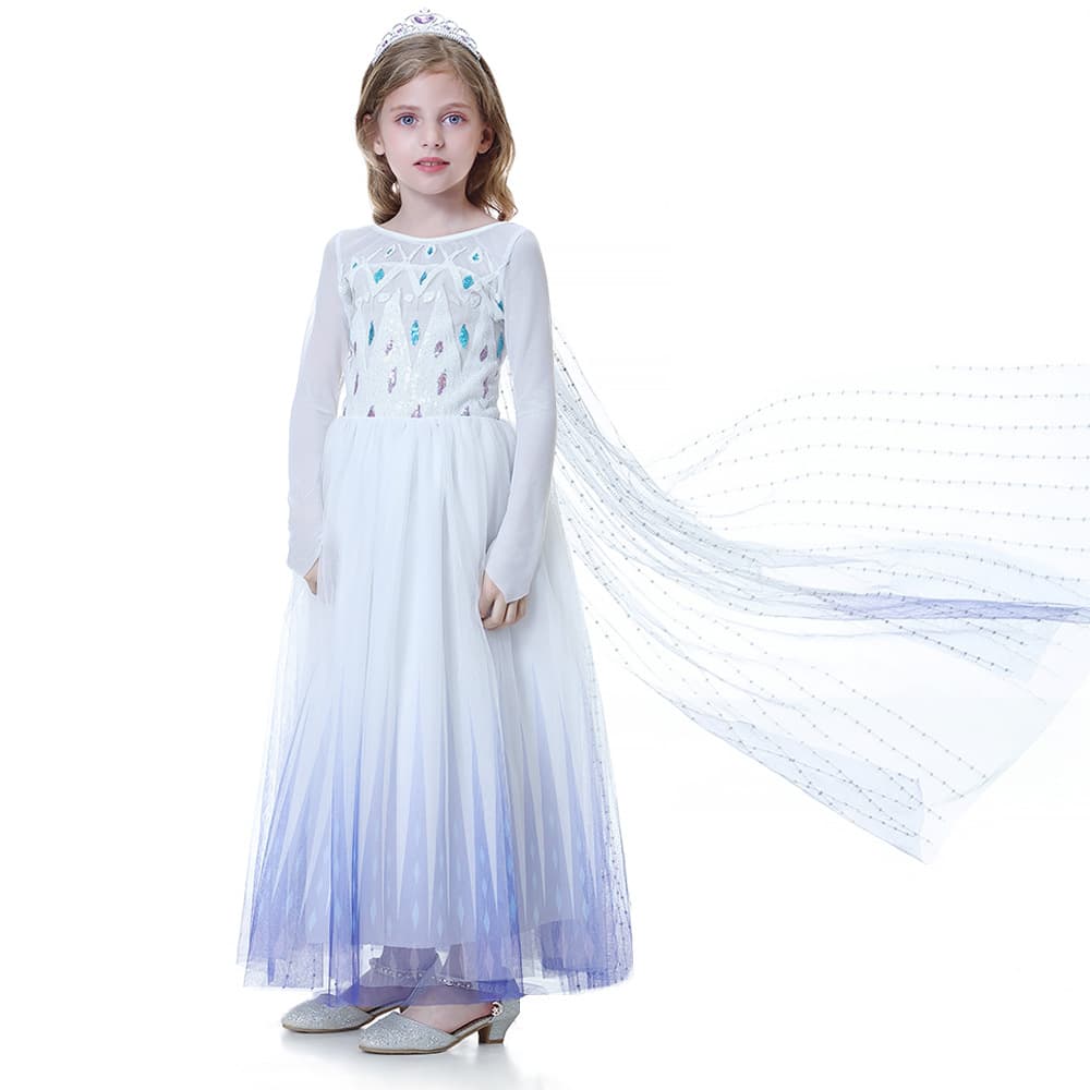 New Frozen 2 Autumn Elsa Princess Dress White Girls Dress Dress Jacket Dropshipping