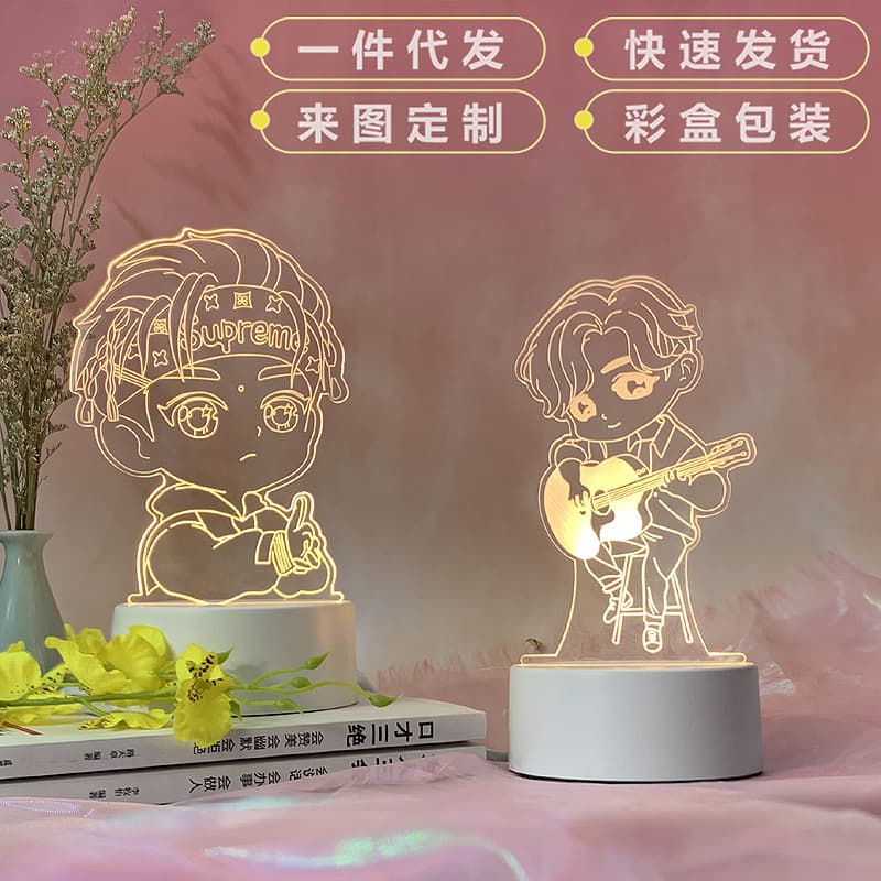 Japanese Creative Korean Style Girl Heart Night Light Dormitory Desk Lamp Plug-in Cute Dream Decoration USB Bedside Lamp