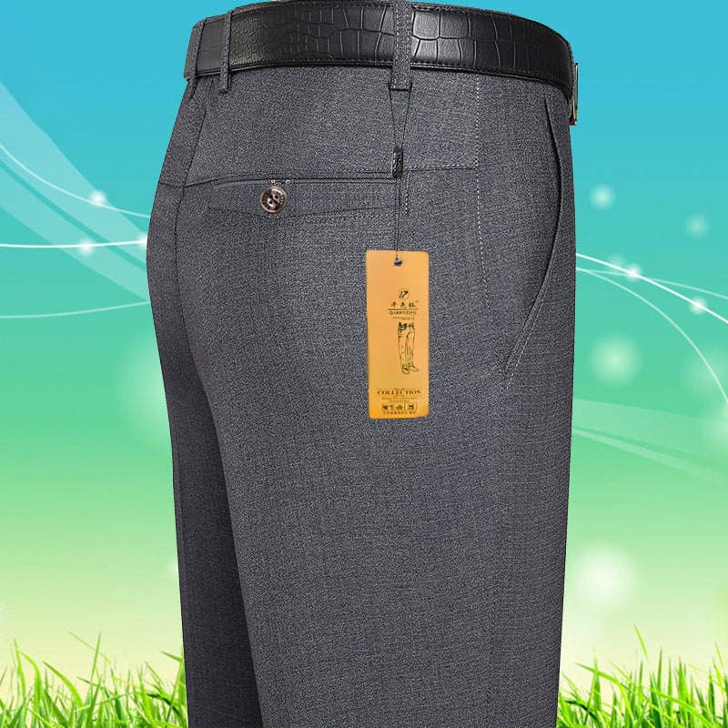 2025 Spring/Summer New Style Middle-aged and Elderly Men's Trousers, Loose Casual Pants, High-Waist Straight-Leg Long Pants, Dad Pants