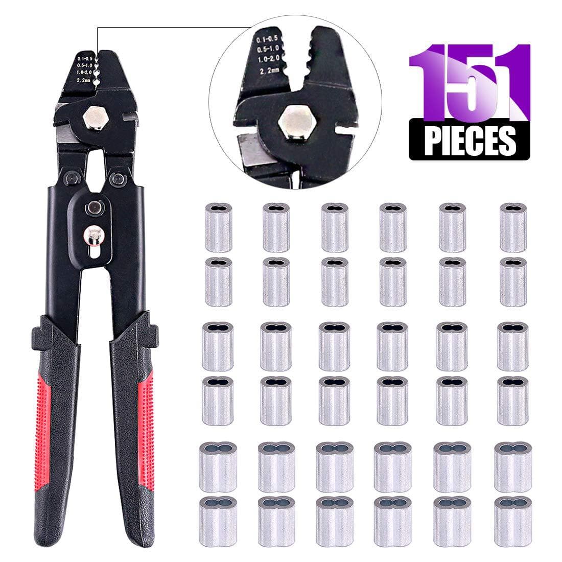 Portable Fishing Pliers Aluminum Sleeve Wire Rope Crimping Pliers American Style Stainless Steel 255 Clamp for Outdoor Use