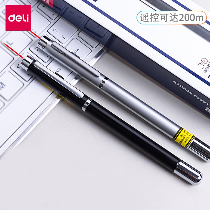 Deli Educational Pointer 3933/3934 Infrared Conference Pen, Black/White Options, Red Light for PPT Presentation Projection