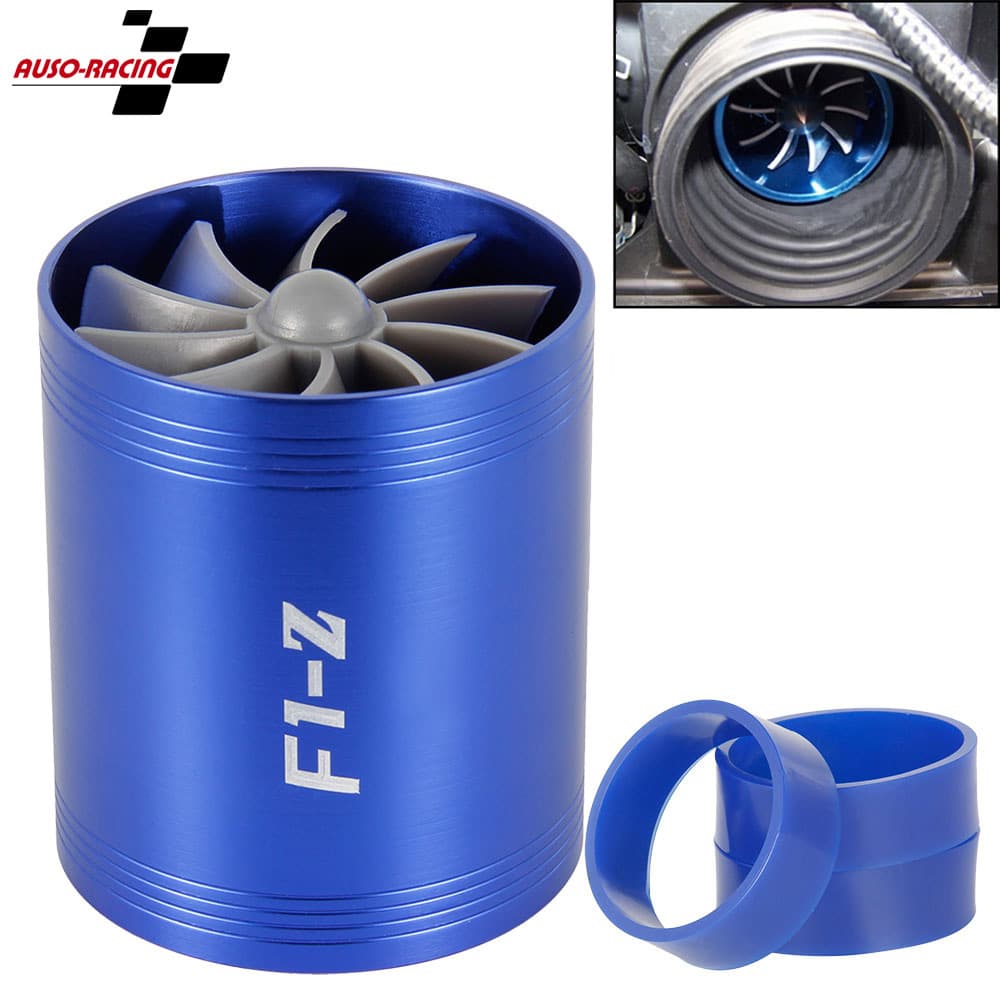 Car Air Filter Intake Fan Fuel Saver Turbocharger Turbo Twin Wheel F1-Z