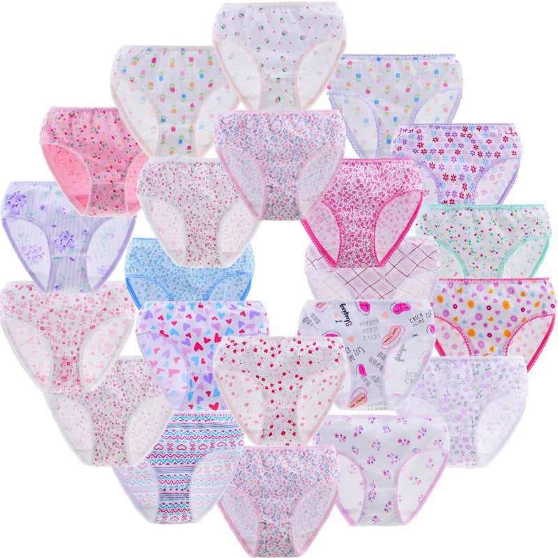 Factory Direct Cross-Border Foreign Trade Cotton Children's Underwear Wholesale Girls' Floral Underwear Multiple Patterns Triangle In Stock