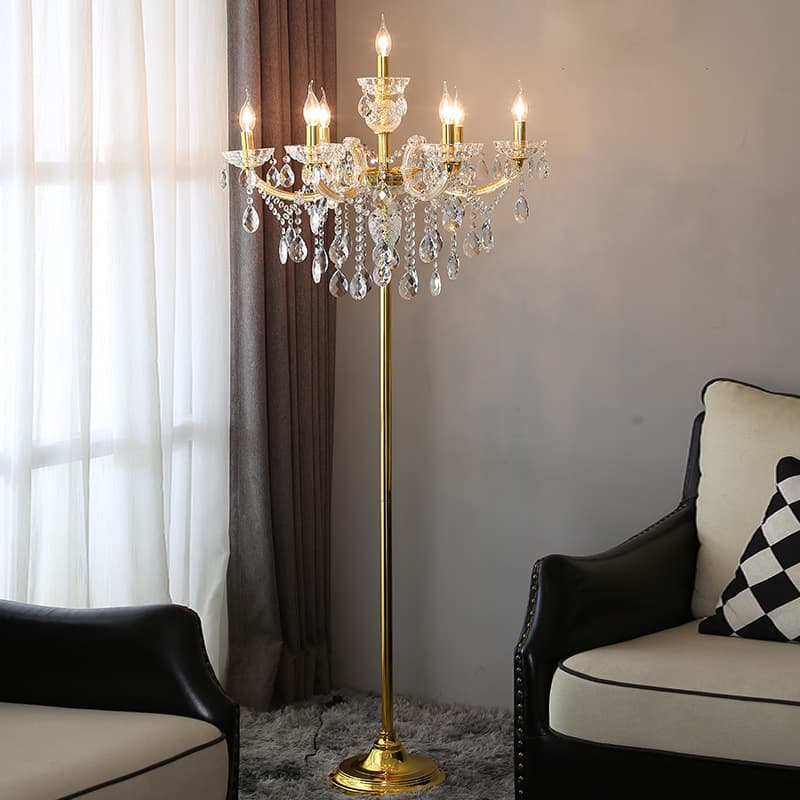European-style Crystal Floor Lamp for Living Room, High-end Corridor Hotel Banquet Hall Luxury Floor Lamp, Bedroom Wedding Room Light