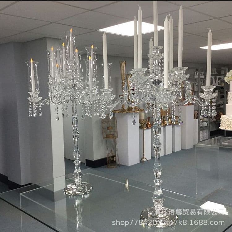 9-head European crystal candlestick, wedding multi-head windproof candlestick, 5-head glass candlestick home decoration