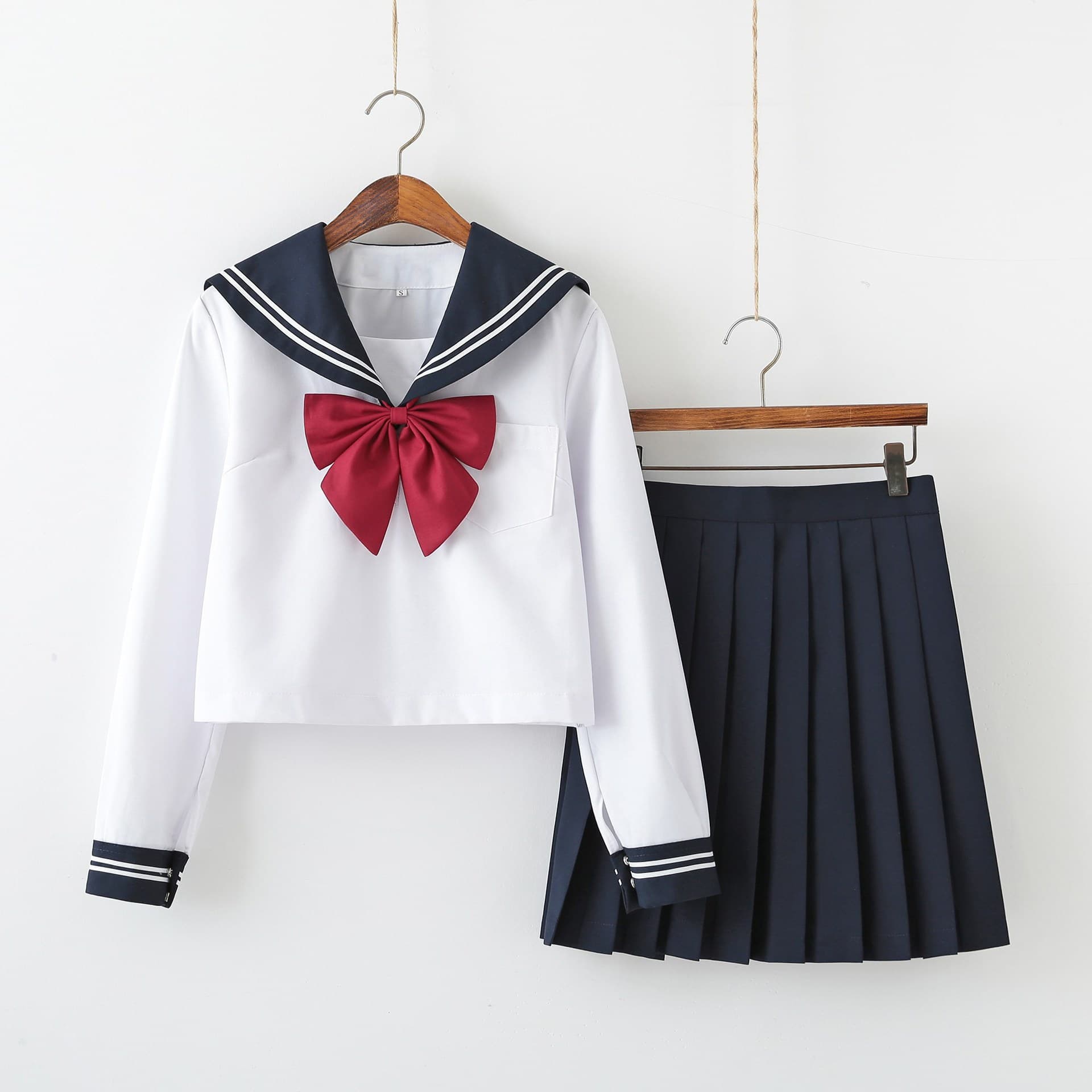 White Erben JK Uniform Sailor Suit Women's Long Sleeve Student Outfit Pleated Skirt Graduation Class Uniform Soft Girl Student Wear