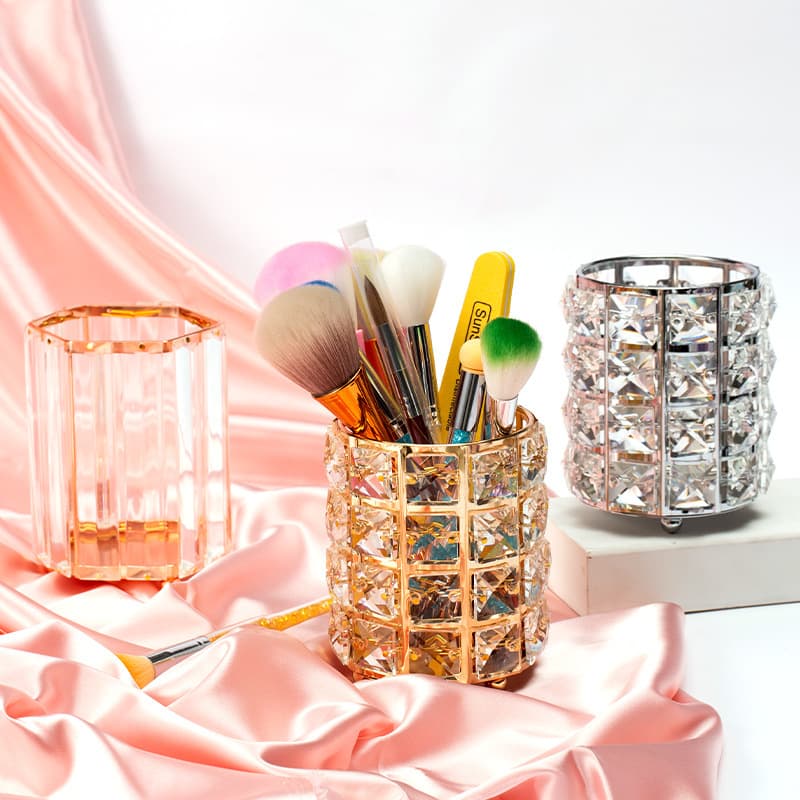 Princess Nail Art Pen Container Ins Style Nordic Crystal Nail Art Brush Storage Pen Container Cosmetic Brush Container Acrylic Pen Container
