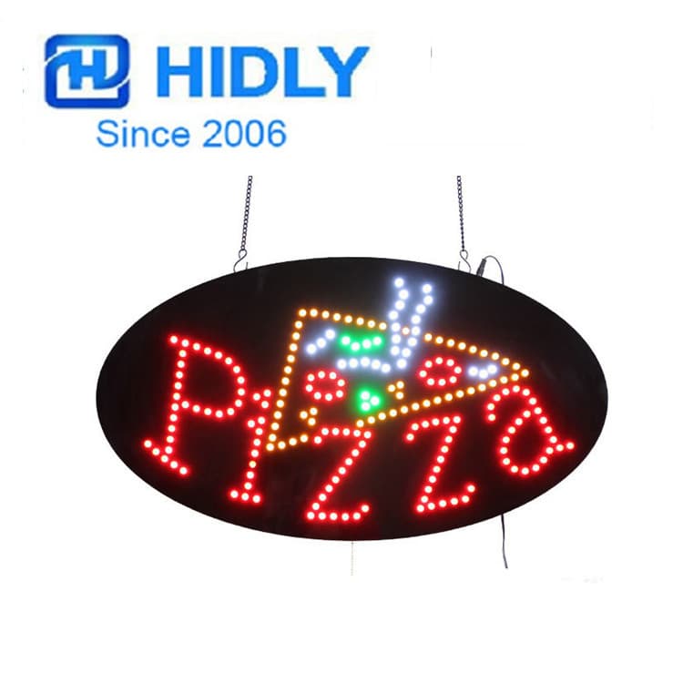 Acrylic illuminated sign - PIZZA shop dynamic lightbox with "Open" glowing characters