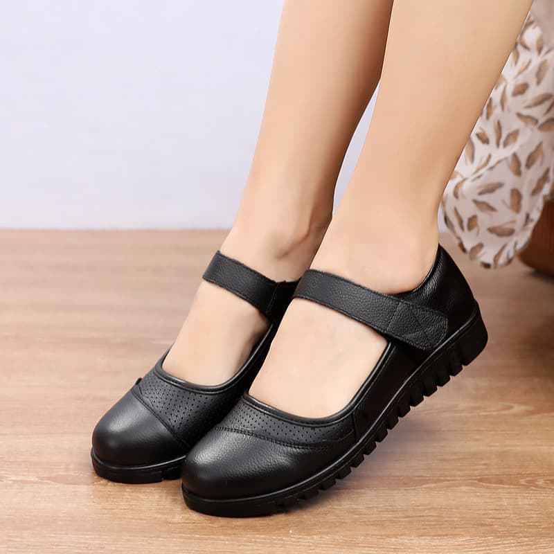 Hot Selling Middle-Aged and Elderly Mother Shoes Cowhide Women's Flats Casual Comfortable Four-Season Shoes Factory Direct Wholesale