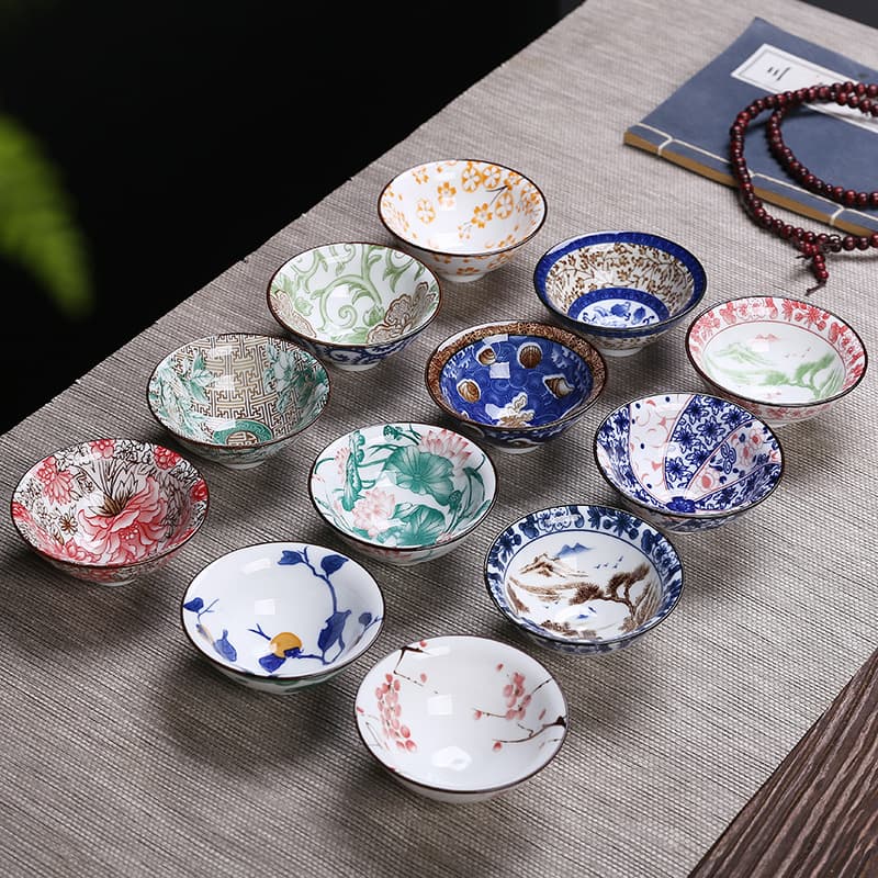 Blue and White Porcelain Tea Cup Ceramic Single Cup for Tea Appreciation Gongfu Tea Set Luxury Retro Japanese Style