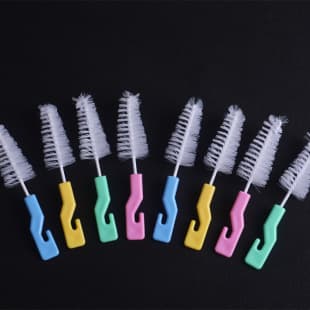 Baby Bottle Brush Accessories, Infant Bottle Brush / Nipple Brush with Hook, Small Nipple Brush Cleaner, Factory Direct