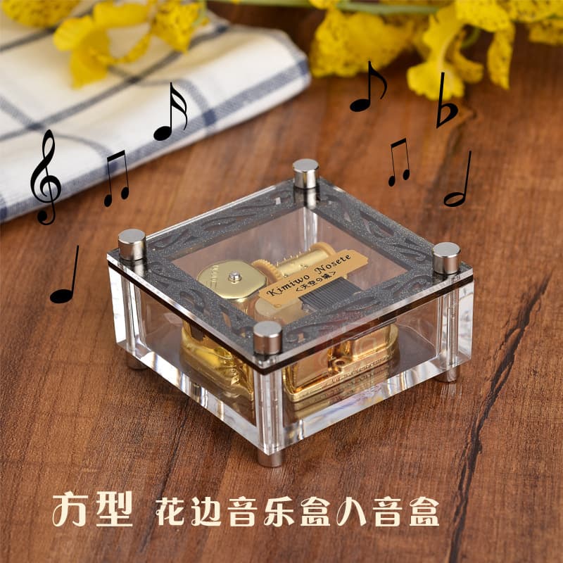 Gold Plated Movement Acrylic Music Box Photo Frame Music Box Festival Gift Creative Home Decoration
