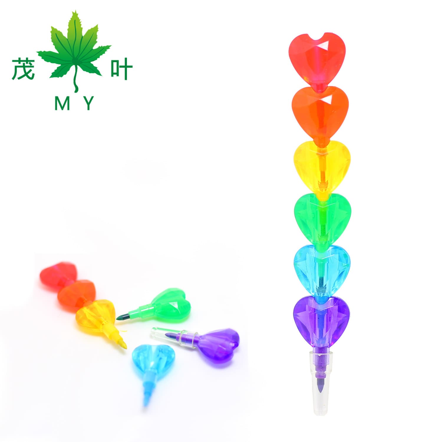 6-Section Diamond Heart Transparent Style Pencil Crayon (MYS50-2)