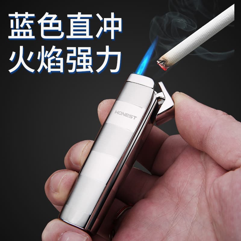 Baicheng Windproof Refillable Lighter Creative Personalized Men's Jet Flame Cigar Electronic Metal Lighter Smoking Accessory Gift Wholesale