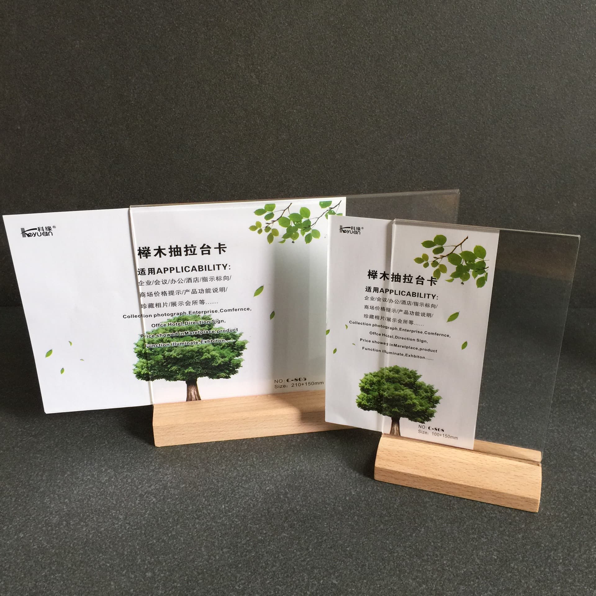 T-Shaped Acrylic Table Sign Beech Wood Table Card, Office Display Desk Menu Wooden Stand Price Tag Solid Wood A4