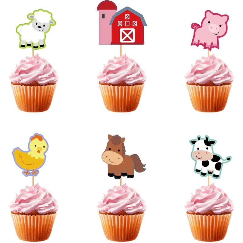 Farm Party Cake Decoration Topper Baby Birthday Party Cake Topper Decoration Picks Factory Direct Wholesale