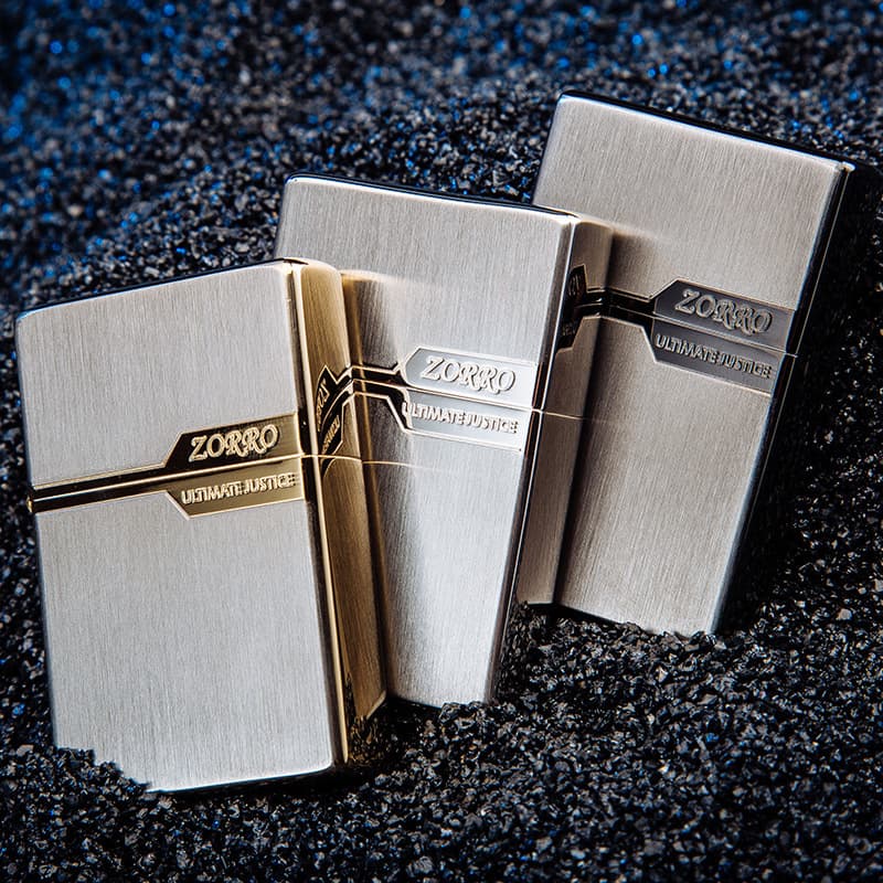 Zorro Lighter Logo Solid Copper Brushed Gold Pure Copper Windproof Kerosene Lighter Slim Model Factory Wholesale