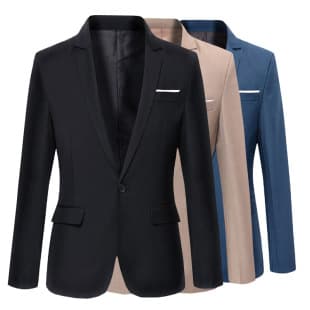 Casual Suit Jacket for Men, Young and Middle-Aged, Korean Slim Fit, Men's Formal Blazer, Single-Breasted Coat, Black