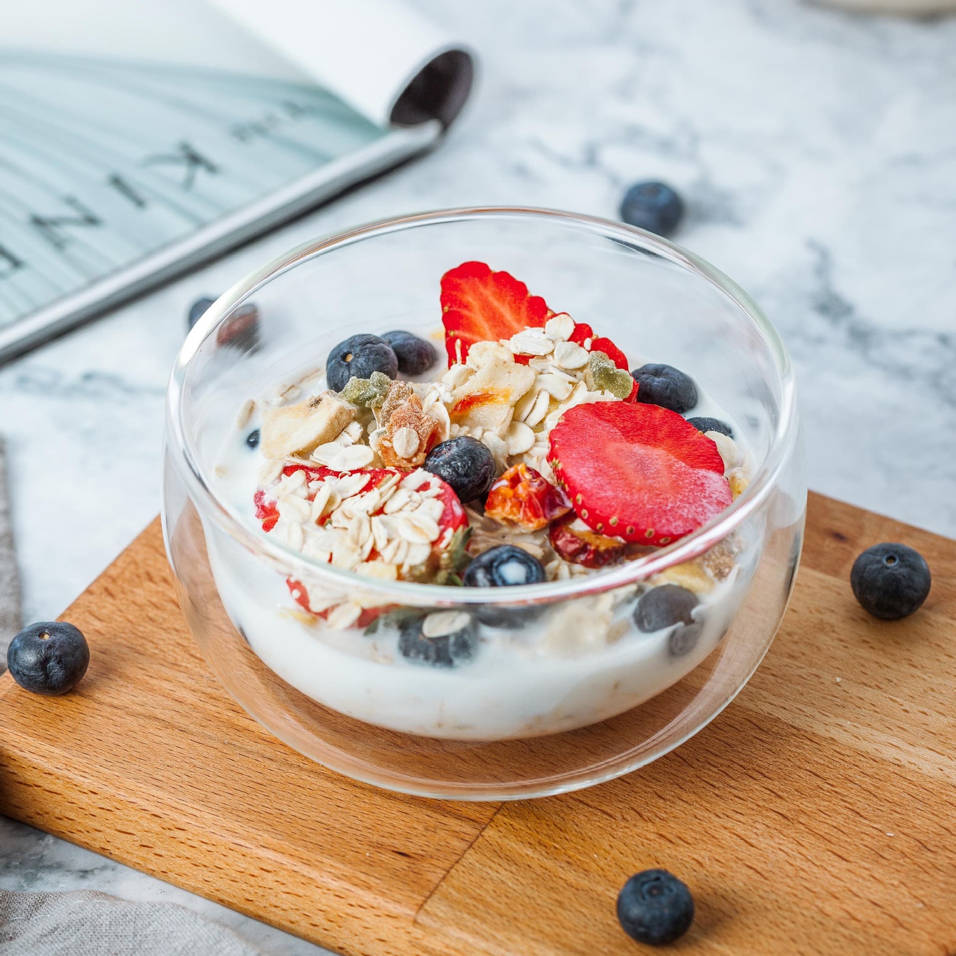 Double Layer Anti-scalding Glass Bowl Cute Creative Household Tableware Yogurt Ice Cream Bowl Dessert Bowl Transparent Heat Insulated Small Bowl
