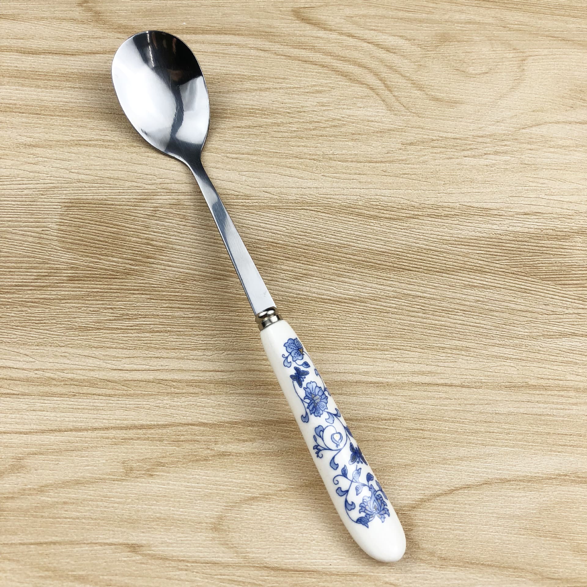 Stainless Steel Ceramic Handle Knife Fork Spoon Set - Colorful Handle Family Export Stirring Spoon Fork Chopsticks Soup Spoon Large Round Spoon