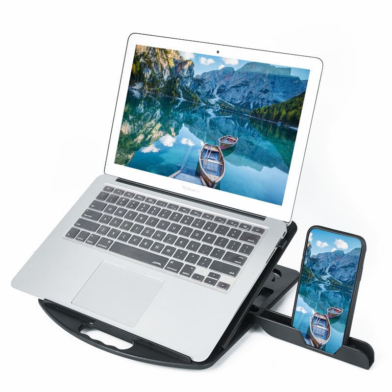 Laptop Elevating Stand with Cooling, Rotating Office Desk Stand for Neck Pain Prevention, for Students and Office Workers