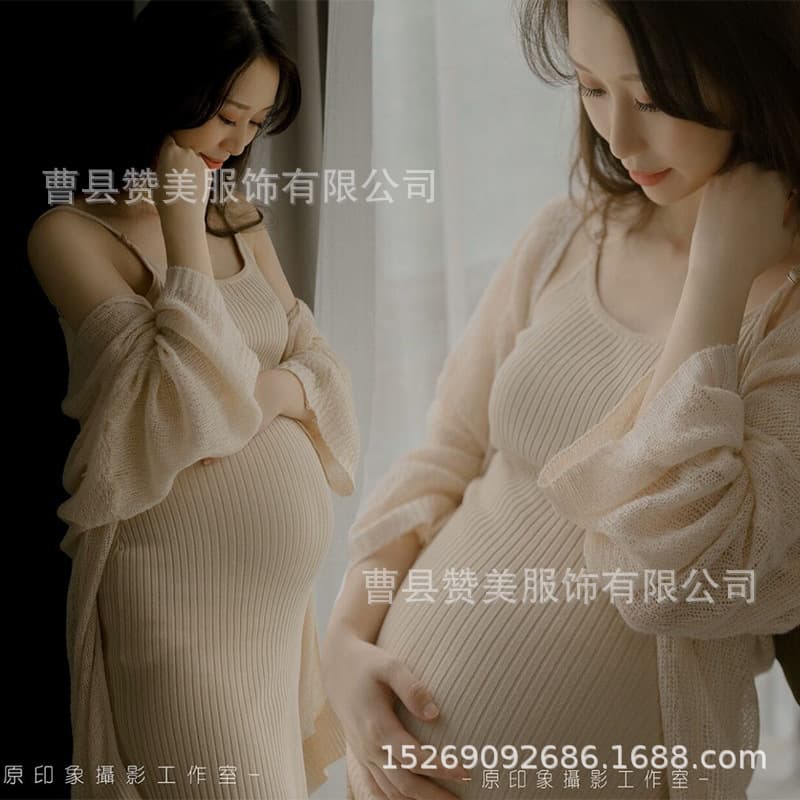 New Stylish Maternity Photography Dress for Pregnant Women, Art Photo Outfit for Mommy with Big Belly, Photo Shoot Clothing