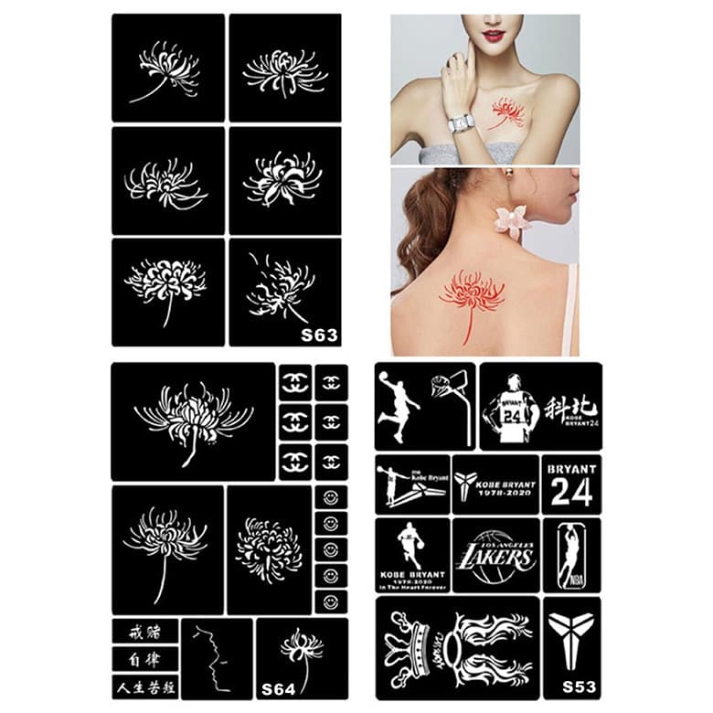 Factory direct supply body painting hollow tattoo template inkjet tattoo template embroidery tattoo template henna