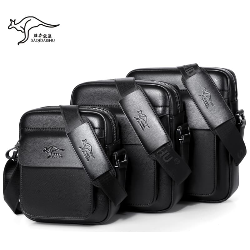 Sachi Kangaroo New Cross-border Men's PU Leather Shoulder Bag Business Large Capacity Crossbody Bag Drop Shipping