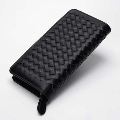 Handwoven Casual Men's Wallet Card Holder Clutch Mobile Phone Bag Fashionable Tote Bag Artistic National Style PU Leather