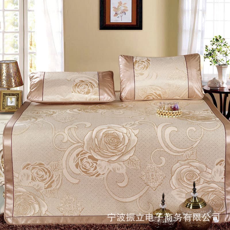 Summer Mat Wholesale Ice Silk Mat Three-Piece Set Foldable Washable Gift Mat Dormitory Single Mat Drop Shipping