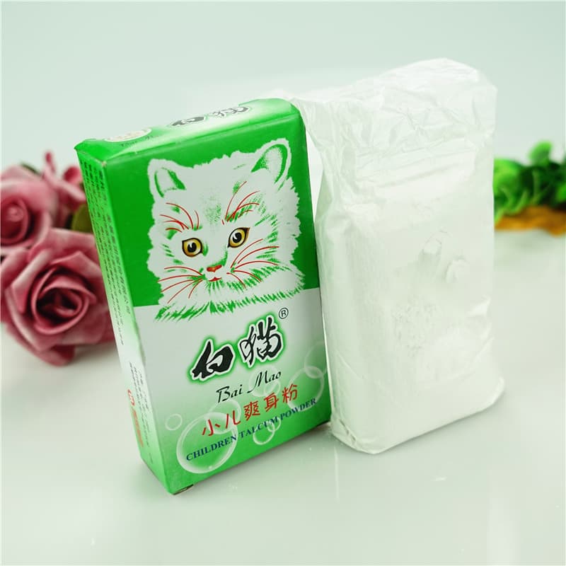 White Cat Children's Body Powder 100g, Prickly Heat Powder in Paper Box, Refreshing and Soothing, Prevents Heat Rash and Itch