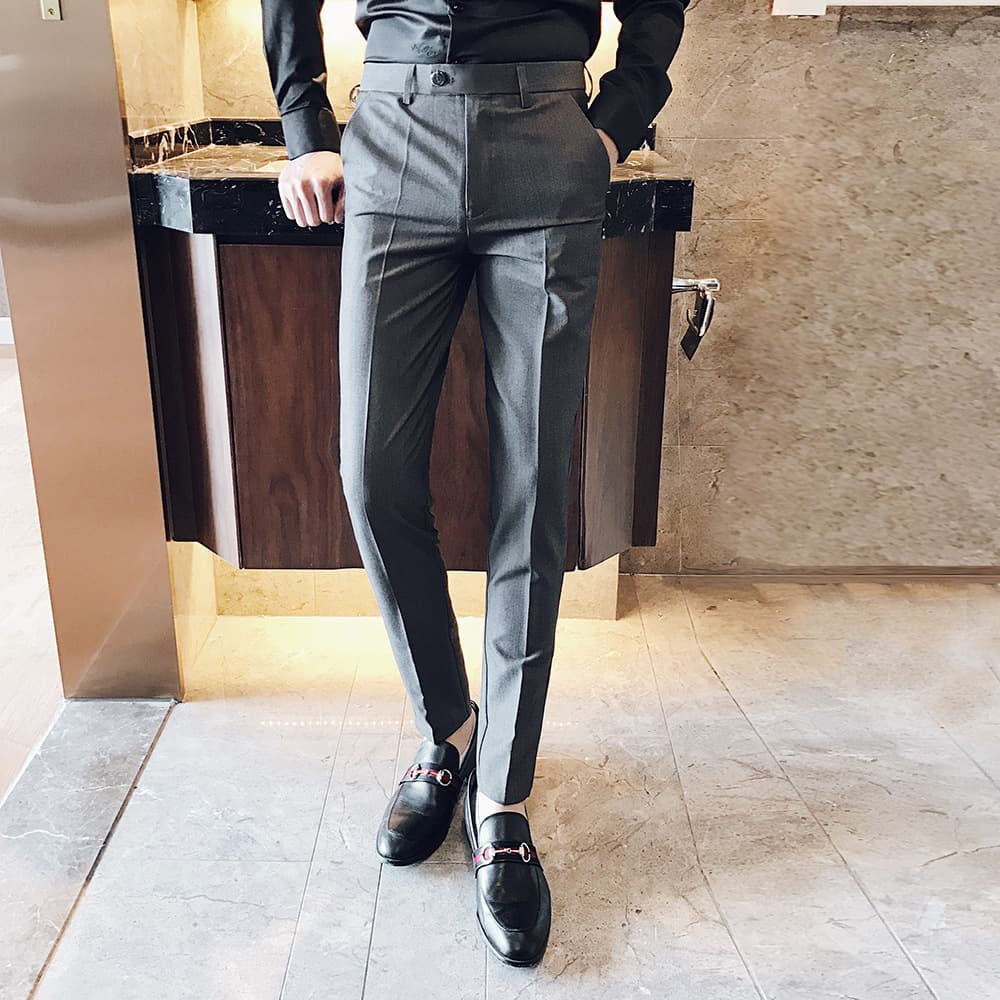 Men's Suit Pants 2025 Autumn New Slim Korean Style Draped Pure Color Suit Pants Business Casual Fashion Brand Men's Clothing