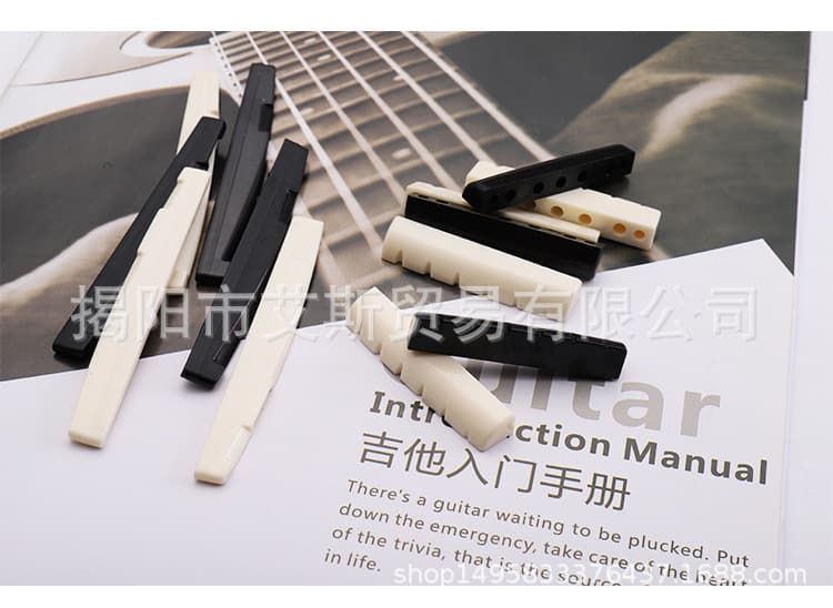 High-Quality Nut Saddle Guitar String Nut and Bridge, Non-Bone Nut, Black and White Set