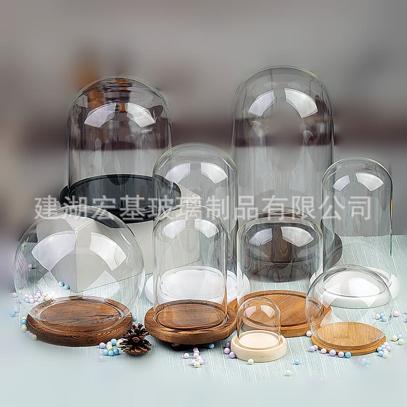 Transparent Eternal Flower Glass Cover Creative Craftwork Desktop Ornament Toy Glass Flower Vase Dustproof Cover