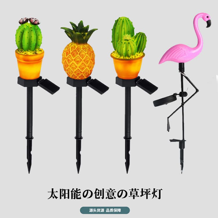 Resin ground lamp imitation owl pineapple cactus lamp landscape lamp cross-border shape solar garden lamp