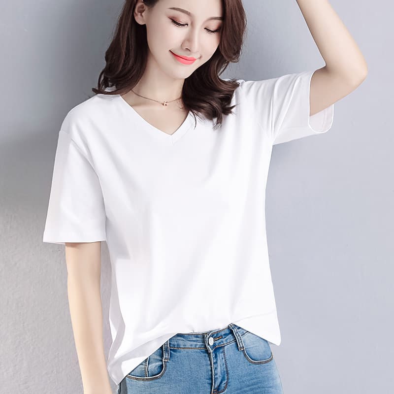 White T-Shirt Base Layer Women Summer 2022 New Short Sleeve Inner Top Korean Loose Women's V-Neck Bestseller