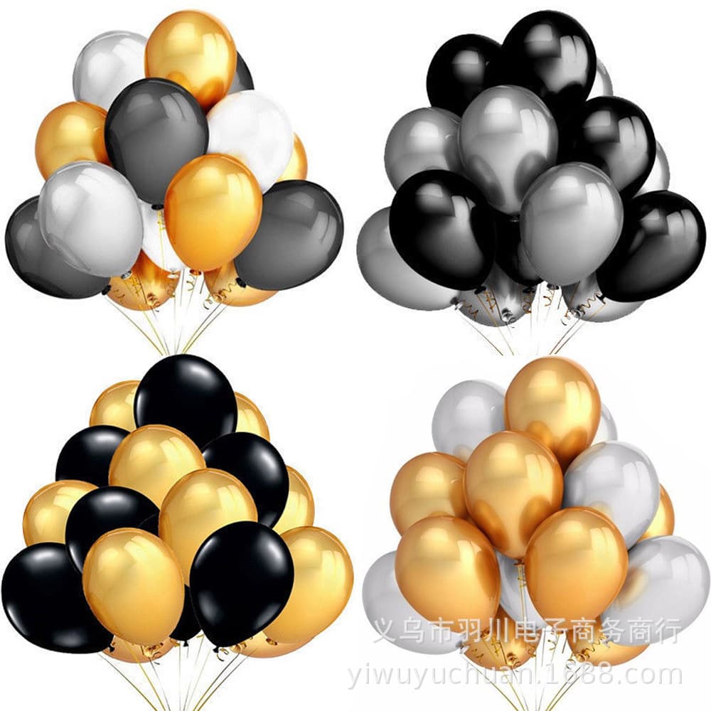Cross-border Supply 12-inch Thickened Rose Gold Black Gold Balloon Set Balloon Kit for Wedding Birthday Party Decoration